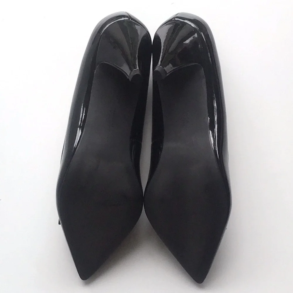 Zara black pointy bow patent heels